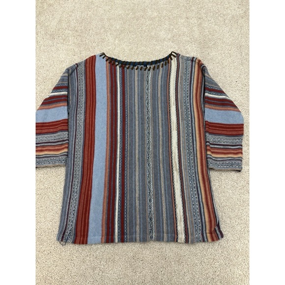 Chaps Sweaters - Chaps Sweater Womens Medium Petite Boho Striped Cotton Blend 3/4 Sleeve Pullover